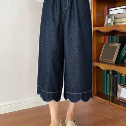 Kotty Blue Cotton Lycra Solid Jeans image 1