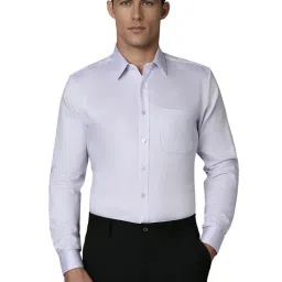 Louis Philippe Purple Cotton Slim Fit Self Pattern Shirt image 1