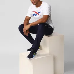 Reebok White Cotton Slim Fit Printed Sports T-Shirt image 5