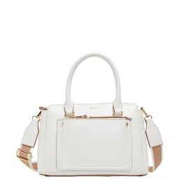 ALDO White Solid Medium Satchel Handbag with Pouch image 1