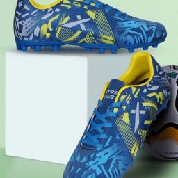 Vector X Men's Blue & Yellow Fire Football Shoes-picture-0