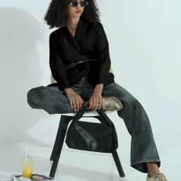 showoffff Showoff Black Regular Fit Top With Belt image 5