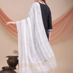 SHOPLANCE Women Ethnic Motifs Embroidered Regular Thread Work Kurta with Trousers & With Dupatta image 2