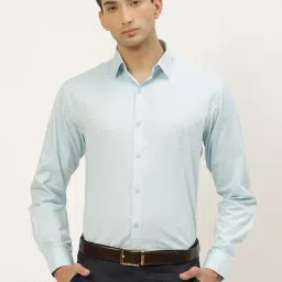 Sojanya Blue Cotton Regular Fit Self Pattern Shirt-image-38