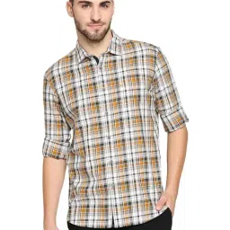 Basics Slim Fit Buckthron Yellow Checks Shirt-picture-40