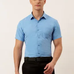 Jainish Blue Cotton Regular Fit Shirt-picture-15