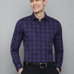 Allen Solly Blue Cotton Slim Fit Checks Shirt-picture-2