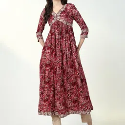 showoffff SHOWOFF Red & White Embroidered Kurta image 1