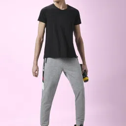 People by Pantaloons Grey Melange Regular Fit Printed Joggers image 5