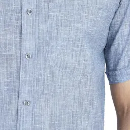 TAHVO Grey Linen Slim Fit Self Pattern Shirt image 5