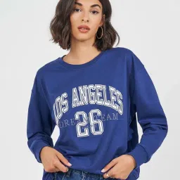 Styli Navy Cotton Printed Sweatshirt image 1