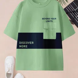 BAESD Boys Pack Of 2 Typography Printed Drop-Shoulder Sleeve Oversized Pure Cotton Tshirts image 2