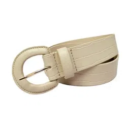 BELWABA Beige Textured Leather Casual Belt for Women-image-17
