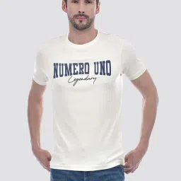 Numero Uno Cream Cotton Regular Fit Printed T-Shirt image 1