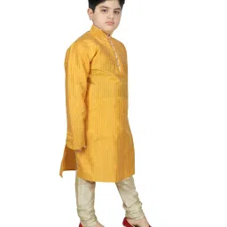 SG Yuvraj Kids Mustard Regular Fit Kurta Set image 4