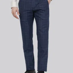 Raymond Blue Slim Fit Checks Trousers image 1