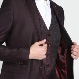 Arrow Purple Regular Fit Self Pattern Three Piece Suit image 5