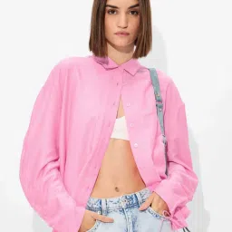 The Souled Store Pink Plain Shirts image 1