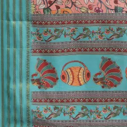 Silk Land Silk Pink Printed Saree With Unstitched Blouse image 5