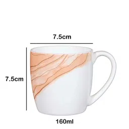 Femora Fine Alton White & Peach Bone China Cup (0.16 L) - Set of 6 image 3