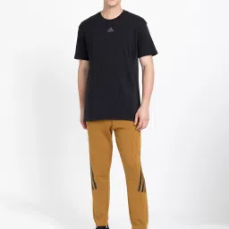 adidas Brown Loose Fit FUTURE ICONS 3 Striped Sports Joggers image 5