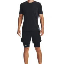 Under Armour Black Muscle Fit Self Pattern Sports T-Shirt image 5