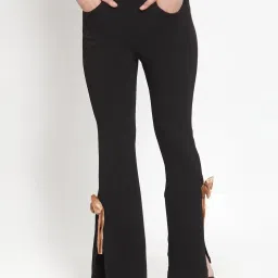 KASSUALLY Black Regular Fit High Rise Trousers image 1