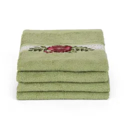 Home4U Green 100% Cotton Face Towel - Set of 3 image 2