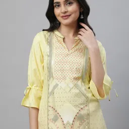 Aurelia Yellow Printed Straight Kurta image 5