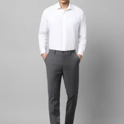Louis Philippe Grey Slim Fit Texture Trousers image 5