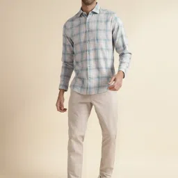Andamen Khaki & Blue Slim Fit Checks Shirt image 5