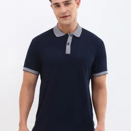 Allen Solly Navy Cotton Regular Fit Polo T-Shirt image 1