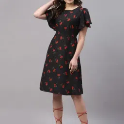 SELVIA Black Printed A-Line Dress-picture-30