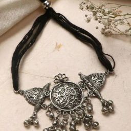 Teejh Amrita Silver Oxidized Choker Necklace-picture-26