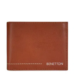 United Colors of Benetton Benito Tan Leather Solid Bi-Fold Wallet image 1