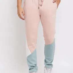 Camla Peach Cotton Relaxed Fit Colour-Block Trackpants image 1