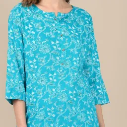 Rangita Blue Printed Straight Kurta image 5