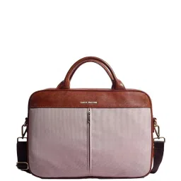 Gauge Machine Beige & Brown PU Laptop Messenger Bag image 1