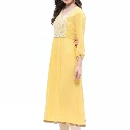 Rangriti Yellow Embroidered A Line Kurta image 3
