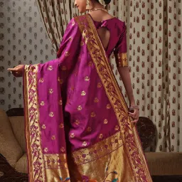 Janasya Purple Textured Saree With Blouse image 2