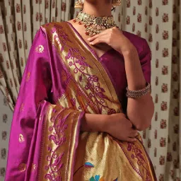 Janasya Purple Textured Saree With Blouse image 5