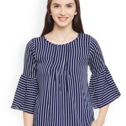 Belle Fille Women Navy & White Striped Top-picture-7