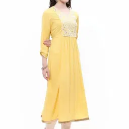 Rangriti Yellow Embroidered A Line Kurta image 4