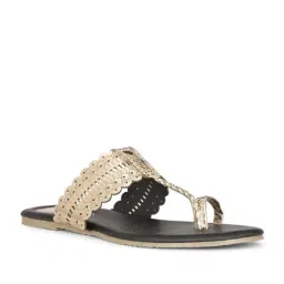 Bata Women's METALLIC TR E Gold Toe Ring Sandals-image-5