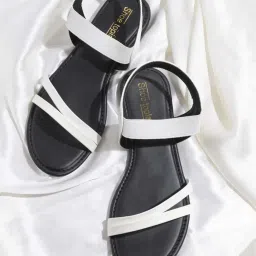 Shoetopia Kids White & Black Ankle Strap Sandals image 1