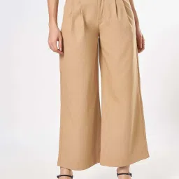 People by Pantaloons Beige Plain Pants image 1