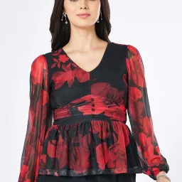 Honey by Pantaloons Black & Red Printed Top image 1