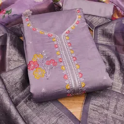 BlissFlair Art Silk Unstitched Dress Material image 3