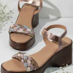 Inc.5 Women's Rose Gold Ankle Strap Wedges image 1