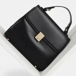 Allen Solly Black Solid Satchel Handbag-picture-32